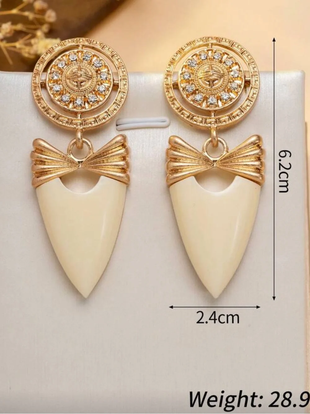 Givenchy Gold and Cream Drop Earrings with Ornate Medallions - Picture 2 of 3